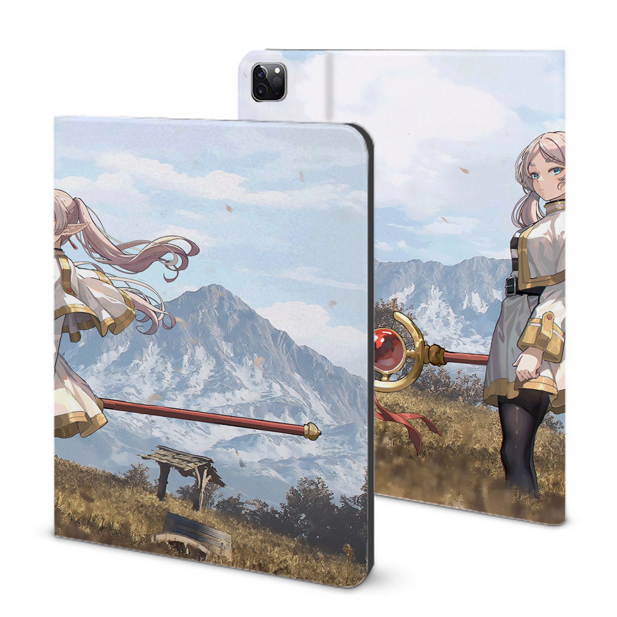 （画像用） 葬送のフリーレン Frieren IPad ケース ブック型 PUレザー TPU 耐衝撃 軽量 薄型 ペン収納なし 全面保護 IPad 各モデル対応